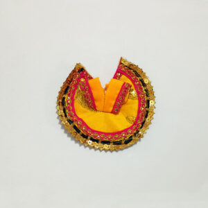 મોરપીંછ ડિઝાઇન પીળો લડ્ડુ ગોપાલ પોશાક ( સાઇઝ નં- 0 )