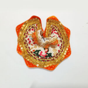 પાટોળા નારંગી ઝરી વર્ક લડ્ડુ ગોપાલ પોશાક ( સાઇઝ નં- 1 )