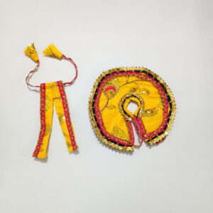 મોરપીંછ ડિઝાઇન પીળો લડ્ડુ ગોપાલ પોશાક ( સાઇઝ નં- 2 )