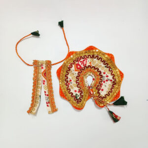 પાટોળા નારંગી ઝરી વર્ક લડ્ડુ ગોપાલ પોશાક ( સાઇઝ નં- 2 )