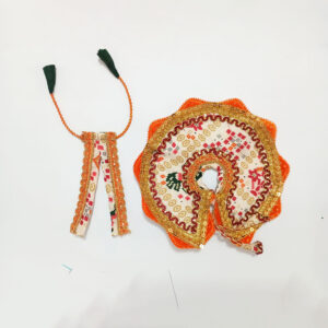 પાટોળા નારંગી ઝરી વર્ક લડ્ડુ ગોપાલ પોશાક ( સાઇઝ નં- 3 )