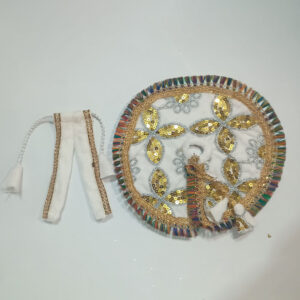 સફેદ વેલ્વેટ મલ્ટીકલર લડ્ડુ ગોપાલ પોશાક ( સાઇઝ નં- 4 )