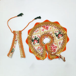 પાટોળા નારંગી ઝરી વર્ક લડ્ડુ ગોપાલ પોશાક ( સાઇઝ નં- 4 )