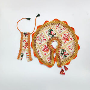 પાટોળા નારંગી ઝરી વર્ક લડ્ડુ ગોપાલ પોશાક ( સાઇઝ નં- 5 )