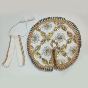 સફેદ વેલ્વેટ મલ્ટીકલર લડ્ડુ ગોપાલ પોશાક ( સાઇઝ નં- 5 )