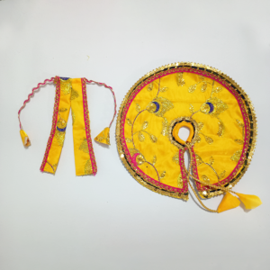 મોરપીંછ ડિઝાઇન પીળો લડ્ડુ ગોપાલ પોશાક ( સાઇઝ નં- 5 )